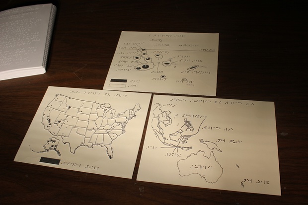 The Galapagos toolbox also features raised-relief maps of the Galapagos and other areas to teach about island biogeography theory. (Bob Cieri).