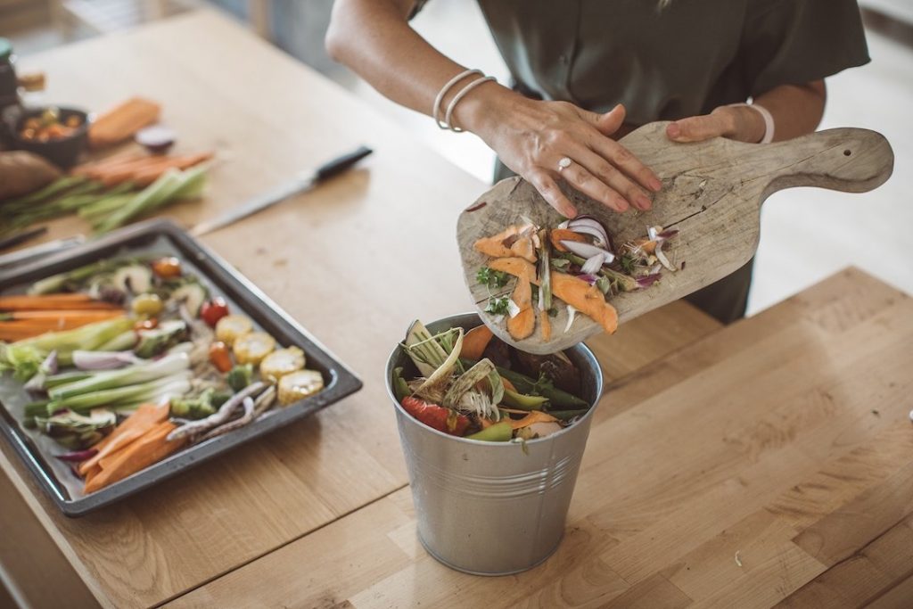 Making compost from vegetable leftovers