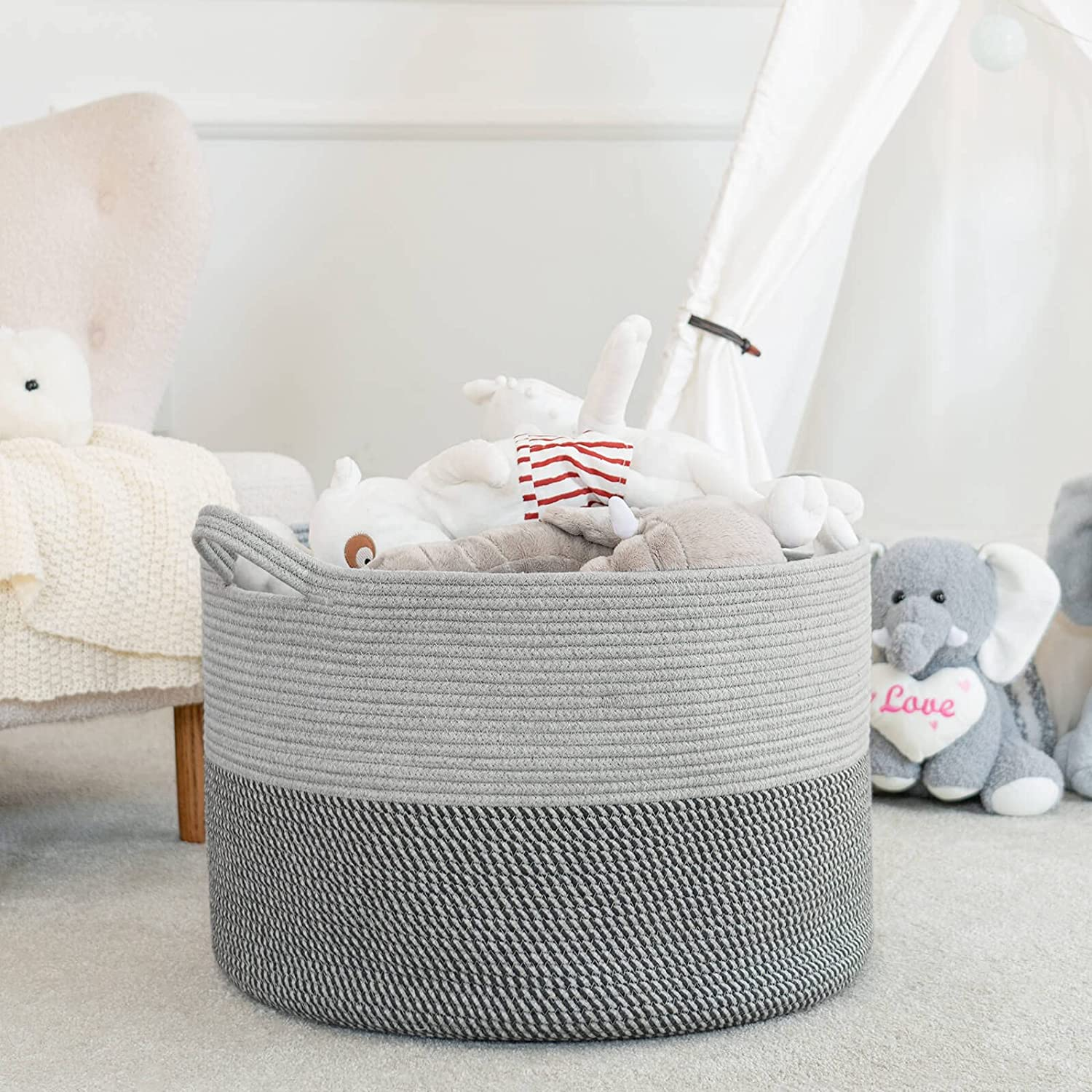 INDRESSME XXXLarge Cotton Rope Basket